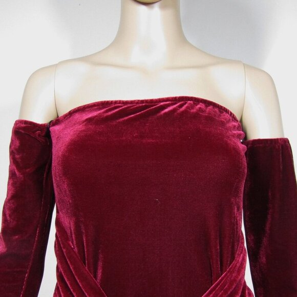 LOVERS & FRIENDS NWT VELVET Lucia Burgandy Red WHIMSIGOTH Party Mini Dress S - Picture 2 of 10